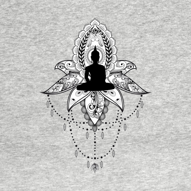 Wonderful lotus with buddha, black and white, zentangle by Nicky2342